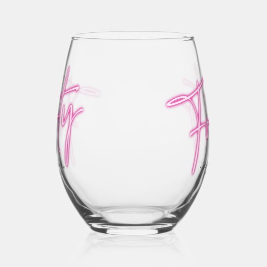 Zwart Neon Roze Veertig 40e Verjaardag Wijnglas Zonder Voet (Rechts)