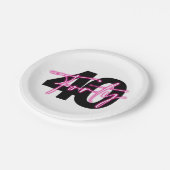 Zwart Neon Roze Veertig 40e Verjaardagspapier Bord (Gekanteld)