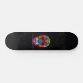 Zwart, neon suiker schedel/dag van de doden persoonlijk skateboard (Horizontaal)