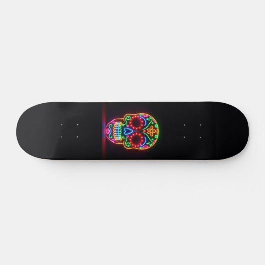 Zwart, neon suiker schedel/dag van de doden persoonlijk skateboard (Horizontaal)