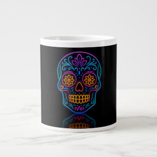 Zwart, neon suiker schedel/dag van de doden welkom grote koffiekop