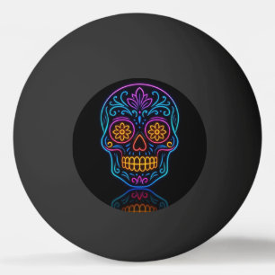 Zwart, neon suiker schedel/dag van de doden welkom pingpongbal