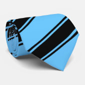 Zwart/neonblauw dik, dun diagonaal strepen Stropda Stropdas (Opgerold)