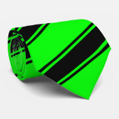 Zwart/neongroen diagonaal strepen Stropdas (Opgerold)