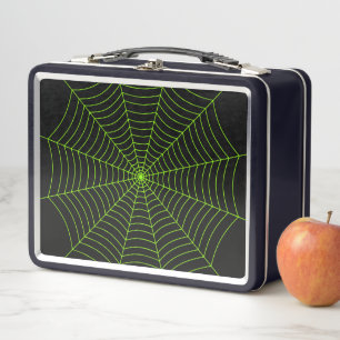 Zwart neongroen spinweb Halloween patroon