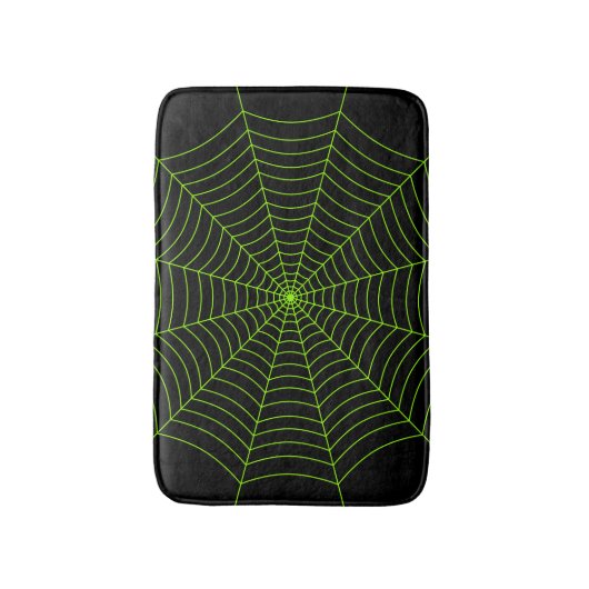 Zwart neongroen spinweb Halloween patroon Badmat (Voorkant Verticaal)