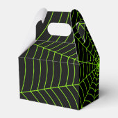 Zwart neongroen spinweb Halloween patroon Bedankdoosjes (Achterkant)