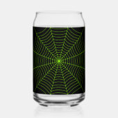 Zwart neongroen spinweb Halloween patroon Blikvorm Glas (Voorkant)