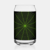 Zwart neongroen spinweb Halloween patroon Blikvorm Glas (Achterkant)
