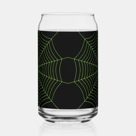 Zwart neongroen spinweb Halloween patroon Blikvorm Glas (Links)