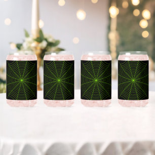 Zwart neongroen spinweb Halloween patroon Blikvorm Glas