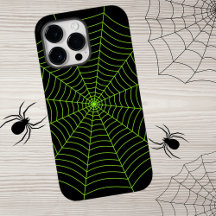 Zwart neongroen spinweb Halloween patroon