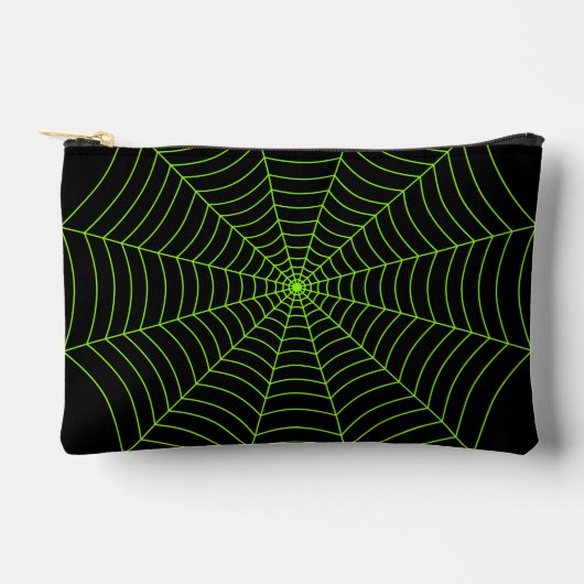 Zwart neongroen spinweb Halloween patroon Etui (Voorkant)