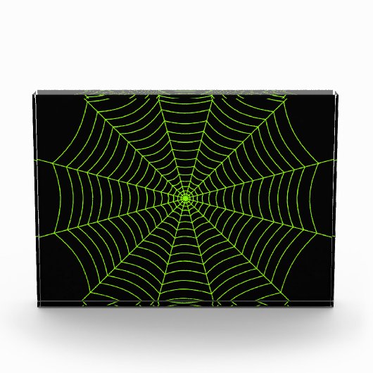 Zwart neongroen spinweb Halloween patroon Fotoblokken (Voorkant)