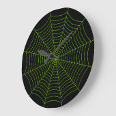 Zwart neongroen spinweb Halloween patroon Grote Klok (Hoek)