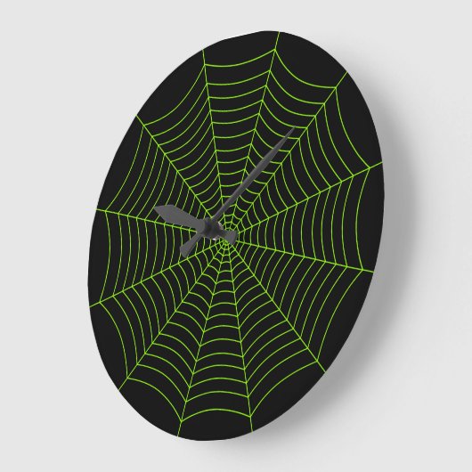 Zwart neongroen spinweb Halloween patroon Grote Klok (Hoek)