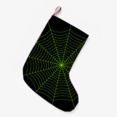 Zwart neongroen spinweb Halloween patroon Kleine Kerstsok (Voorkant (Hangend))