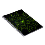 Zwart neongroen spinweb Halloween patroon Notitieboek (Rechterzijde)