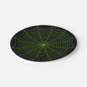 Zwart neongroen spinweb Halloween patroon Papieren Bordje (Gekanteld)