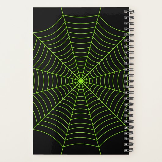 Zwart neongroen spinweb Halloween patroon Planner (Achterkant)