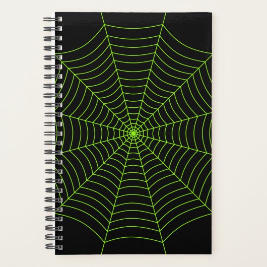 Zwart neongroen spinweb Halloween patroon Planner (Voorkant)