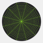 Zwart neongroen spinweb Halloween patroon Ronde Sticker (Voorkant)