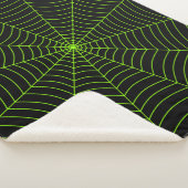 Zwart neongroen spinweb Halloween patroon Sherpa Deken (3/4)