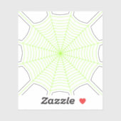 Zwart neongroen spinweb Halloween patroon Sticker (Vel)