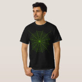 Zwart neongroen spinweb Halloween patroon T-shirt (Voorkant volledig)