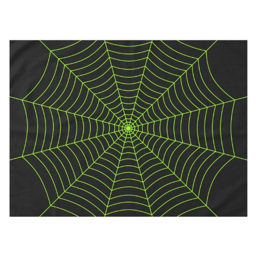 Zwart neongroen spinweb Halloween patroon Tafelkleed (Voorkant (Horizontaal))
