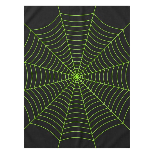 Zwart neongroen spinweb Halloween patroon Tafelkleed (Voorkant)