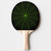 Zwart neongroen spinweb Halloween patroon Tafeltennisbatje (Voorkant)