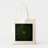 Zwart neongroen spinweb Halloween patroon Tote Bag (Voorkant)