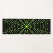Zwart neongroen spinweb Halloween patroon Yogamat (Voorkant (horizontaal))