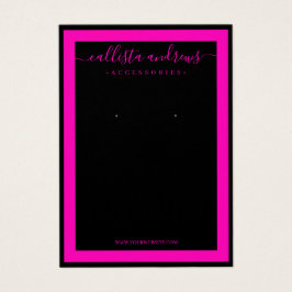 Zwart neonroze rand kromme oorscherm visitekaartje