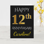 Zwart, Nep Goud 12e Hochtiet + Naam Kaart (Gele Bloem)