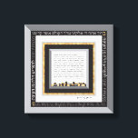 Zwart & Nep Goud Jeruzalem Hafrashat Challah Canvas Afdruk<br><div class="desc">Onze Jerusalem Zwarte, Witte, Grijze & (gesimuleerde) Gouden Omlijst Hafrashat Challah Canvas Print werd op speciale verzoek gemaakt voor een vriendin met een Zwart & Wit Keuken. Een prachtig cadeau voor een douche, Moederdag of elke andere dag. Omdat haar Challah een kunstwerk is, kan ze haar naam met een zwierige...</div>