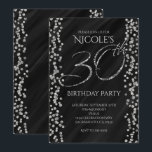 Zwart & Nep Zilver Glitter Glam 30 30e Verjaardag Kaart<br><div class="desc">Zwart & Nep Zilver Glitter Glam 30 30e Verjaardag Uitnodigingen. Pas aan voor elk evenement.</div>