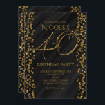 Zwart & Nepgoud Glitter Glam 40 40e Verjaardag Kaart<br><div class="desc">Zwart & Nepgoud Glitter Glam 40 40e Verjaardags Uitnodigingen. Pas aan voor elk evenement.</div>