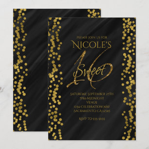 Zwart & Nepgoud Moderne Glamour SWEET 16 Zestien Kaart