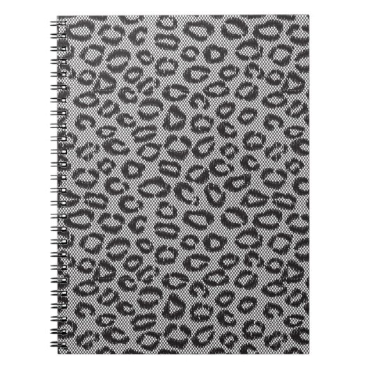 Zwart netto kant met luipaardpatroon op wit notitieboek (Voorkant)