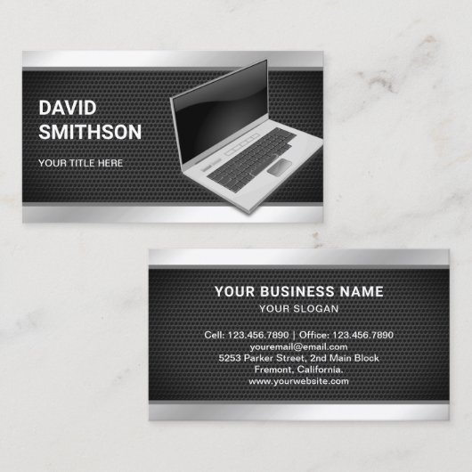 Zwart-netwerkcomputercomputer Reparatietechnicus v Visitekaartje (Voorkant / Achterkant)