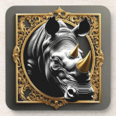 Zwart neushoorngoud sier lijst bier onderzetter (Voorkant)