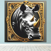 Zwart neushoorngoud sier lijst canvas afdruk (Insitu (Houten vloer))