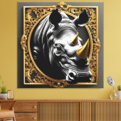 Zwart neushoorngoud sier lijst canvas afdruk (Insitu (Woonkamer))