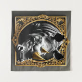 Zwart neushoorngoud sier lijst wandkleed (Voorkant (horizontaal))