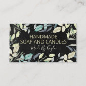 Zwart neutraal groen handgemaakte zeep en kaarsen visitekaartje (Voorkant)