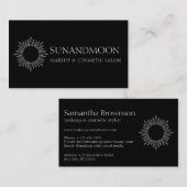 Zwart neutraal Spiritueel handgeschreven Sun Moon Visitekaartje (Voorkant / Achterkant)