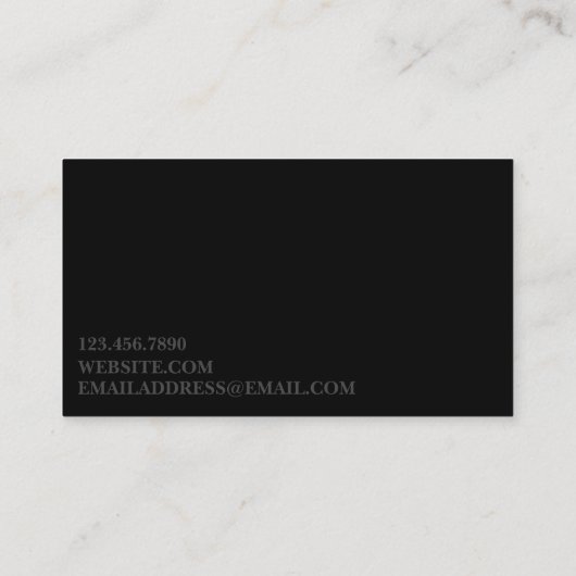 Zwart neutraal toon visitekaartje (Achterkant)