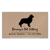 Zwart Newfoundland Hond Silhouet Visitekaartje Magneet (Voorkant)